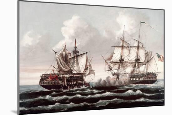 U.S.S. Constitution Defeating the H.M.S. Guerriere, War of 1812-Thomas Birch-Mounted Giclee Print