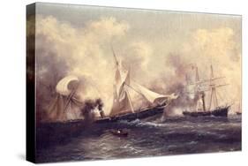 U.S.S. Kearsarge Sinking the Alabama, 19th June 1864-Xanthus Russell Smith-Stretched Canvas