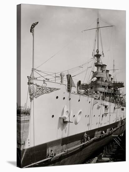 U.S.S. Maryland in Dry Dock, Charlestown Navy Yard-null-Stretched Canvas