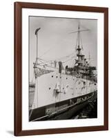 U.S.S. Maryland in Dry Dock, Charlestown Navy Yard-null-Framed Photo