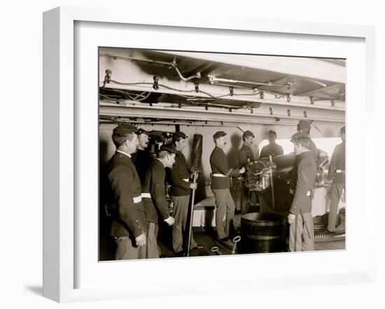 U.S.S. Massachusetts, 6 Inch Gun and Crew-null-Framed Photo