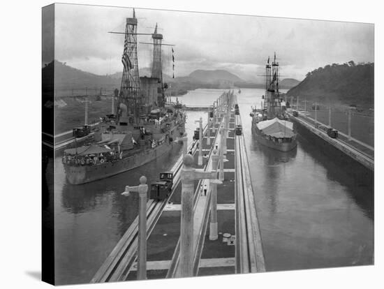 U. S. S. Missouri and U. S. S. Ohio at the Panama Canal-null-Stretched Canvas