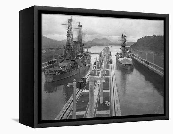 U. S. S. Missouri and U. S. S. Ohio at the Panama Canal-null-Framed Stretched Canvas