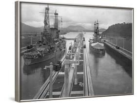 U. S. S. Missouri and U. S. S. Ohio at the Panama Canal-null-Framed Photographic Print