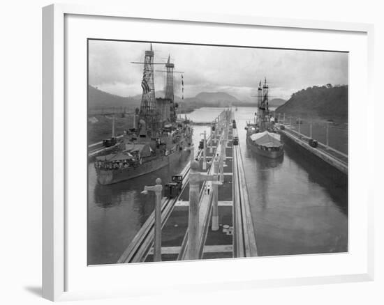 U. S. S. Missouri and U. S. S. Ohio at the Panama Canal-null-Framed Photographic Print