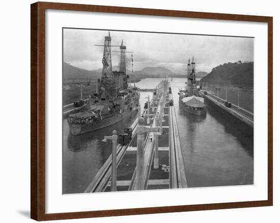 U. S. S. Missouri and U. S. S. Ohio at the Panama Canal-null-Framed Photographic Print