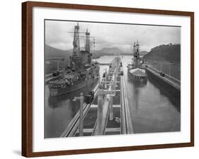 U. S. S. Missouri and U. S. S. Ohio at the Panama Canal-null-Framed Photographic Print