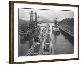 U. S. S. Missouri and U. S. S. Ohio at the Panama Canal-null-Framed Photographic Print