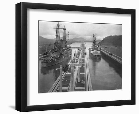 U. S. S. Missouri and U. S. S. Ohio at the Panama Canal-null-Framed Photographic Print