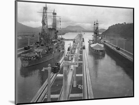 U. S. S. Missouri and U. S. S. Ohio at the Panama Canal-null-Mounted Photographic Print