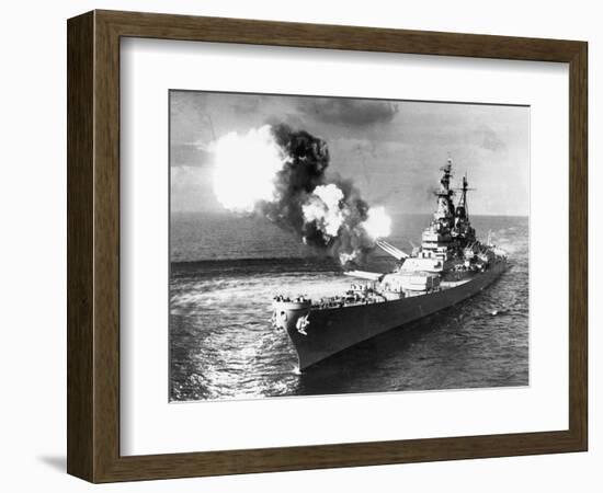 U.S.S. Missouri Firing its Guns-null-Framed Photographic Print