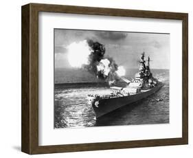 U.S.S. Missouri Firing its Guns-null-Framed Photographic Print