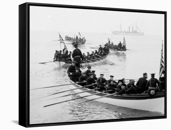 U.S.S. Newark, Boat Drill in Hampton Roads-null-Framed Stretched Canvas