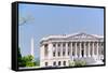 U.S. Senate side of U.S. Capitol with Washington Monument in background, Washington D.C..-null-Framed Stretched Canvas