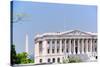 U.S. Senate side of U.S. Capitol with Washington Monument in background, Washington D.C..-null-Stretched Canvas