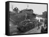 U.S. Sherman Tanks Leave a Landing Ship in Anzio Harbor, May 1944-null-Framed Stretched Canvas