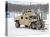 U.S. Soldiers Take Cover Behind a Humvee During Combat Support Training Exercises-Stocktrek Images-Stretched Canvas