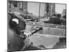 U.S. Tank with Gum Aimed at E. German Military Vehicle on Other Side of Wall-Paul Schutzer-Mounted Photographic Print