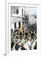 U.S. Troops Entering Ponce, Puerto Rico, During the Spanish-American War, c.1898-null-Framed Giclee Print