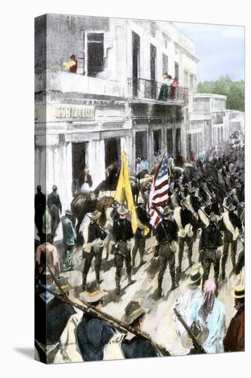 U.S. Troops Entering Ponce, Puerto Rico, During the Spanish-American War, c.1898-null-Stretched Canvas