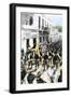 U.S. Troops Entering Ponce, Puerto Rico, During the Spanish-American War, c.1898-null-Framed Giclee Print