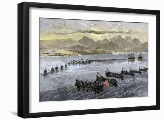 U.S. Troops Landing at Vera Cruz, Mexico, During the U.S.-Mexican War, c.1847-null-Framed Giclee Print