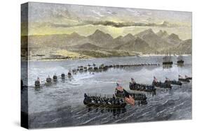 U.S. Troops Landing at Vera Cruz, Mexico, During the U.S.-Mexican War, c.1847-null-Stretched Canvas