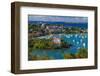 U.S. Virgin Islands, St. John. Cruz Bay, elevated town view with The Battery-Walter Bibikow-Framed Photographic Print