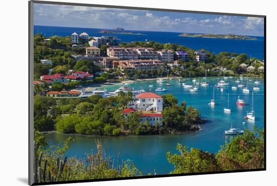 U.S. Virgin Islands, St. John. Cruz Bay, elevated town view with The Battery-Walter Bibikow-Mounted Photographic Print