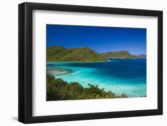 U.S. Virgin Islands, St. John. Leinster Bay, elevated bay view-Walter Bibikow-Framed Photographic Print