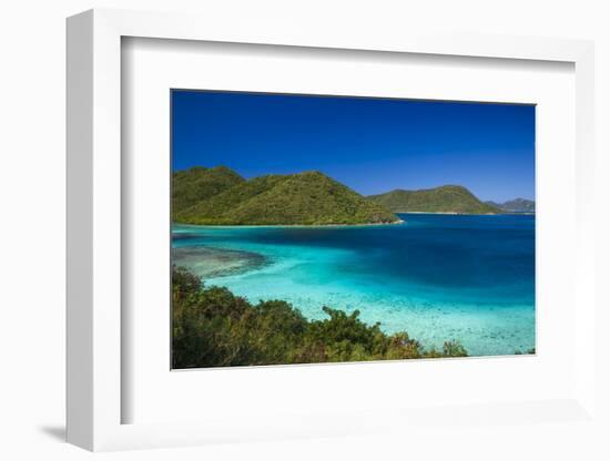 U.S. Virgin Islands, St. John. Leinster Bay, elevated bay view-Walter Bibikow-Framed Photographic Print