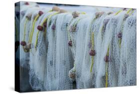 U.S. Virgin Islands, St. Thomas. Charlotte Amalie, Frenchtown, fishing nets-Walter Bibikow-Stretched Canvas