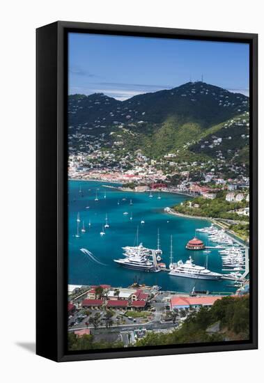 U.S. Virgin Islands, St. Thomas. Charlotte Amalie, Havensight Yacht Harbor-Walter Bibikow-Framed Stretched Canvas