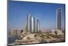 UAE, Abu Dhabi. Downtown waterfront skyscrapers.-Walter Bibikow-Mounted Photographic Print