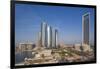 UAE, Abu Dhabi. Downtown waterfront skyscrapers.-Walter Bibikow-Framed Premium Photographic Print