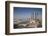 UAE, Abu Dhabi. Downtown waterfront skyscrapers.-Walter Bibikow-Framed Photographic Print