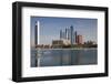 UAE, Abu Dhabi. Downtown waterfront skyscrapers.-Walter Bibikow-Framed Photographic Print