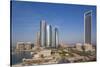 UAE, Abu Dhabi. Downtown waterfront skyscrapers.-Walter Bibikow-Stretched Canvas