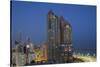 UAE, Abu Dhabi. Elevated skyline from Corniche Road East-Walter Bibikow-Stretched Canvas
