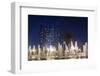 UAE, Abu Dhabi, Emirates Palace Hotel fountains and Etihad Towers, dusk-Walter Bibikw-Framed Photographic Print