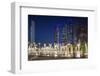 UAE, Abu Dhabi. Fountain in downtown at night.-Walter Bibikow-Framed Photographic Print