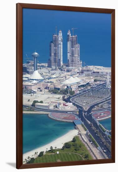 UAE, Abu Dhabi. Marina Village and Arabian Gulf, aerial view-Walter Bibikow-Framed Photographic Print