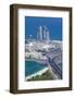 UAE, Abu Dhabi. Marina Village and Arabian Gulf, aerial view-Walter Bibikow-Framed Photographic Print