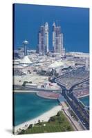 UAE, Abu Dhabi. Marina Village and Arabian Gulf, aerial view-Walter Bibikow-Stretched Canvas