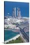 UAE, Abu Dhabi. Marina Village and Arabian Gulf, aerial view-Walter Bibikow-Stretched Canvas
