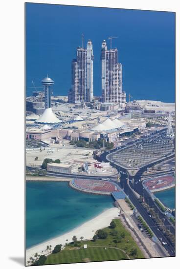 UAE, Abu Dhabi. Marina Village and Arabian Gulf, aerial view-Walter Bibikow-Mounted Premium Photographic Print