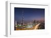 UAE, Downtown Dubai. Cityscape with Burj Khalifa at night.-Walter Bibikow-Framed Photographic Print