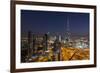 UAE, Downtown Dubai. Cityscape with Burj Khalifa at night.-Walter Bibikow-Framed Photographic Print