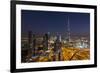 UAE, Downtown Dubai. Cityscape with Burj Khalifa at night.-Walter Bibikow-Framed Photographic Print