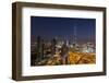 UAE, Downtown Dubai. Cityscape with Burj Khalifa at night.-Walter Bibikow-Framed Photographic Print